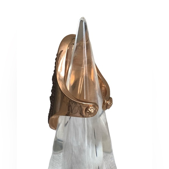 HENRI BENDEL Rose Gold Plated Red Druzy Stone Elongated Woman’s Ring Jewelry - Picture 5 of 9